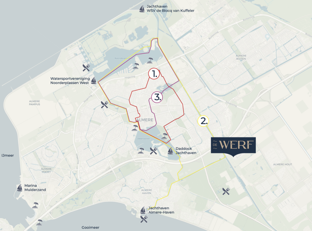 De Werf Almere vaarroutes